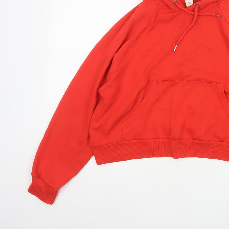 Monki Women Red XS Pullover Hoodie Drawstring Kangaroo Pocket