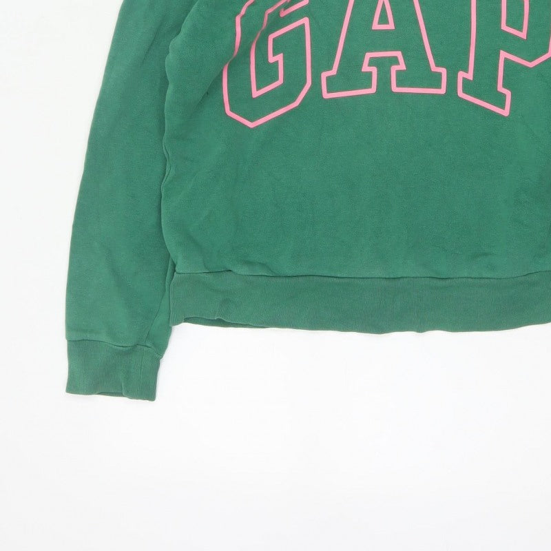 GAP Girls Green Pink Logo Fleece Lined Pullover Hoodie 12 Years XL