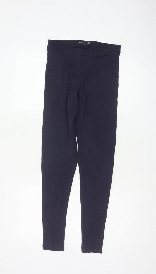 M&S Collection Women’s Blue Size 8 Cotton Stretch Jersey Leggings
