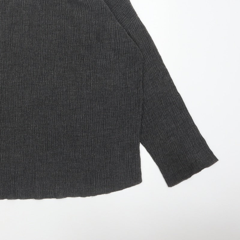 Zara Trafaluc Women’s Grey L Textured Knit Crew Neck 3/4 Sleeve Top