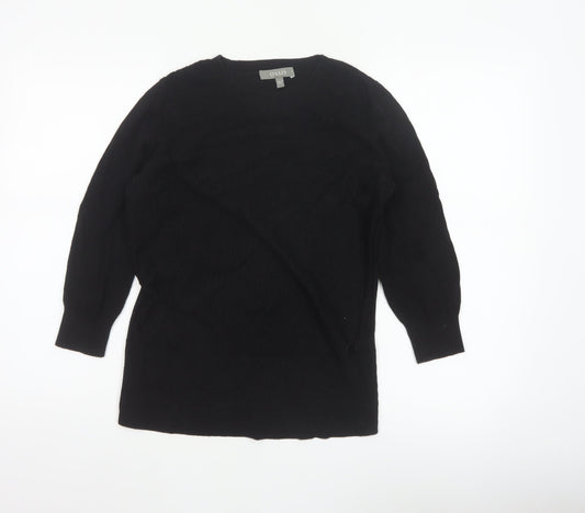 Oasis Women Black S Cable-Knit Crew Neck Balloon Sleeve Jumper
