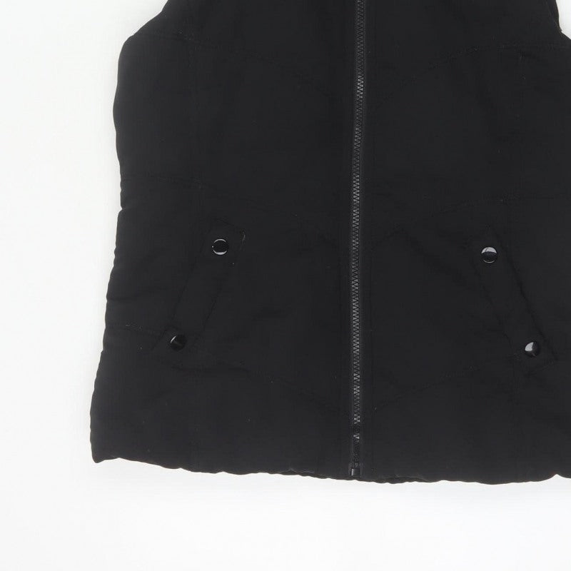 New Look Women Black UK 12 Hooded Padded Puffer Waistcoat Zip