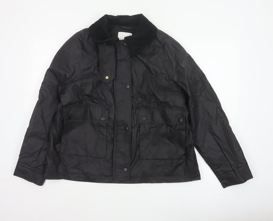 H&M Women's Black UK 12 Basic Padded Collared Utility Jacket