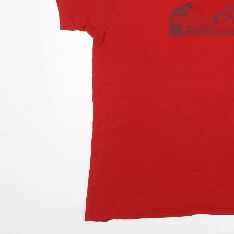 American Apparel Men's Red 2XL Bass Player Graphic Cotton T-Shirt