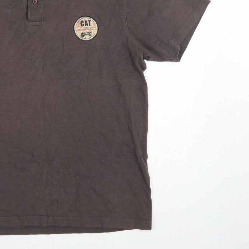 Additional view of CAT men’s brown l premium workwear logo short sleeve polo shirt
