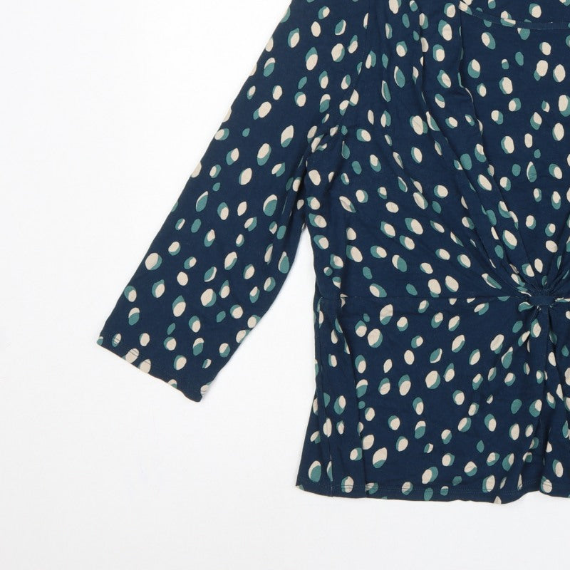 Eastex Women’s Blue Spot Print Wrap Blouse UK 18 Long Sleeve
