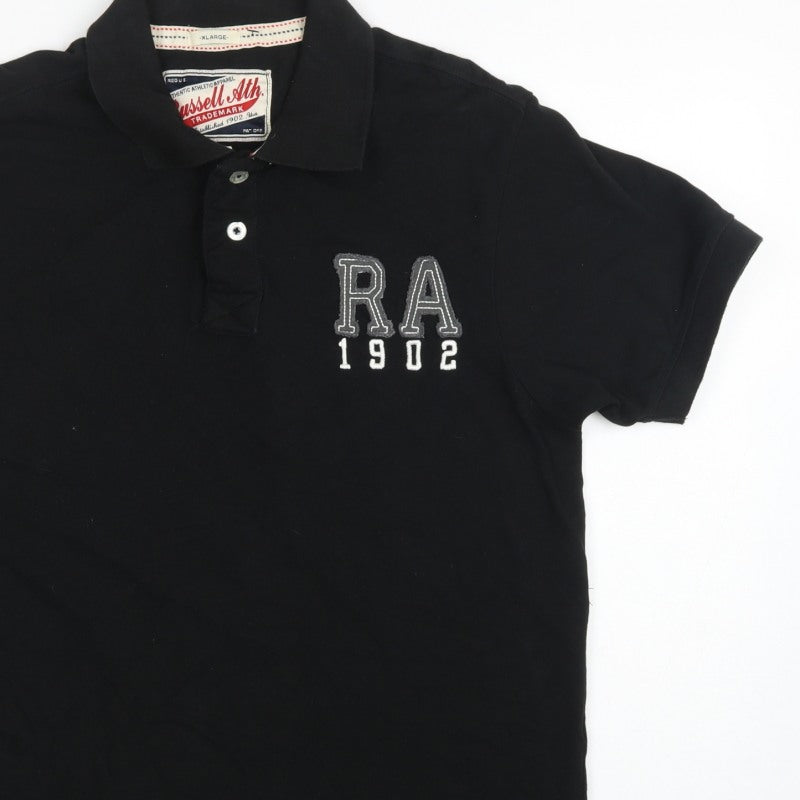 Russell Athletic Men’s Black XL Cotton Embroidered Logo Polo Shirt