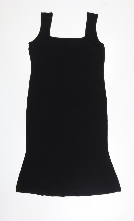 ASOS Design Women Black UK 18 Long Mermaid Stretch Jersey Dress