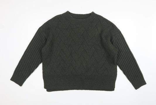 Marks and Spencer Women Green L Chunky Knit Crew Neck Jumper