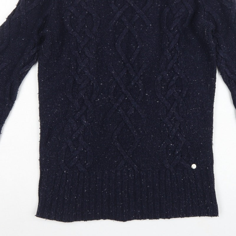 Superdry Women’s Blue M Cable Knit Crew Neck Wool Blend Jumper