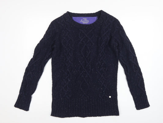 Superdry Women’s Blue M Cable Knit Crew Neck Wool Blend Jumper