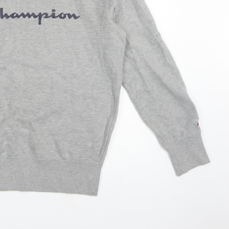 Champion Men's Grey Medium Crew Neck Logo Fleece Sweatshirt