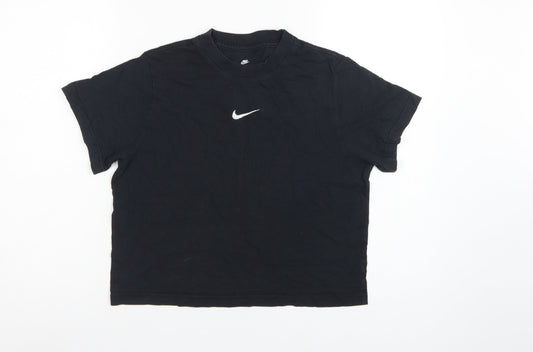 Back view of Nike girls’ black l 146-156cm loose fit basic logo t-shirt