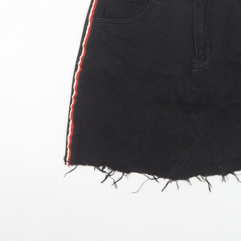 Denim Co Women’s Black UK 12 High Rise Stripe Denim Mini Pencil Skirt