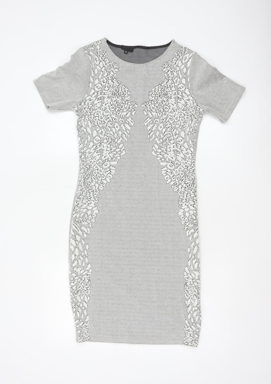 River Island Women’s Black White Size 10 Floral Pencil Dress