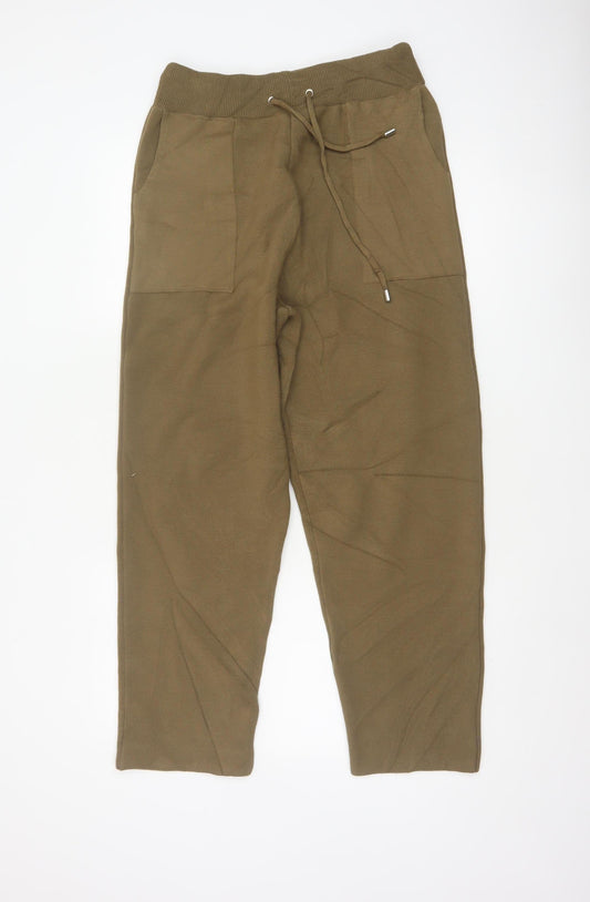 Topshop Women’s Brown Knit Jogger Trousers Size M Drawstring Pockets