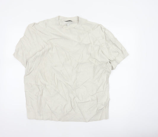 Autograph Men Ivory 2XL Short Sleeve Cotton Crew Neck Pullover Jumper