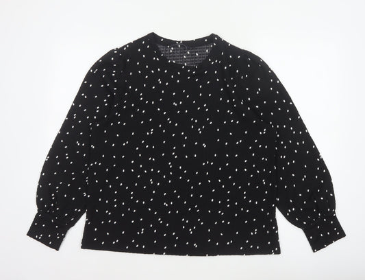 M&S Women Black Polka Dot Size 14 Balloon Sleeve Blouse