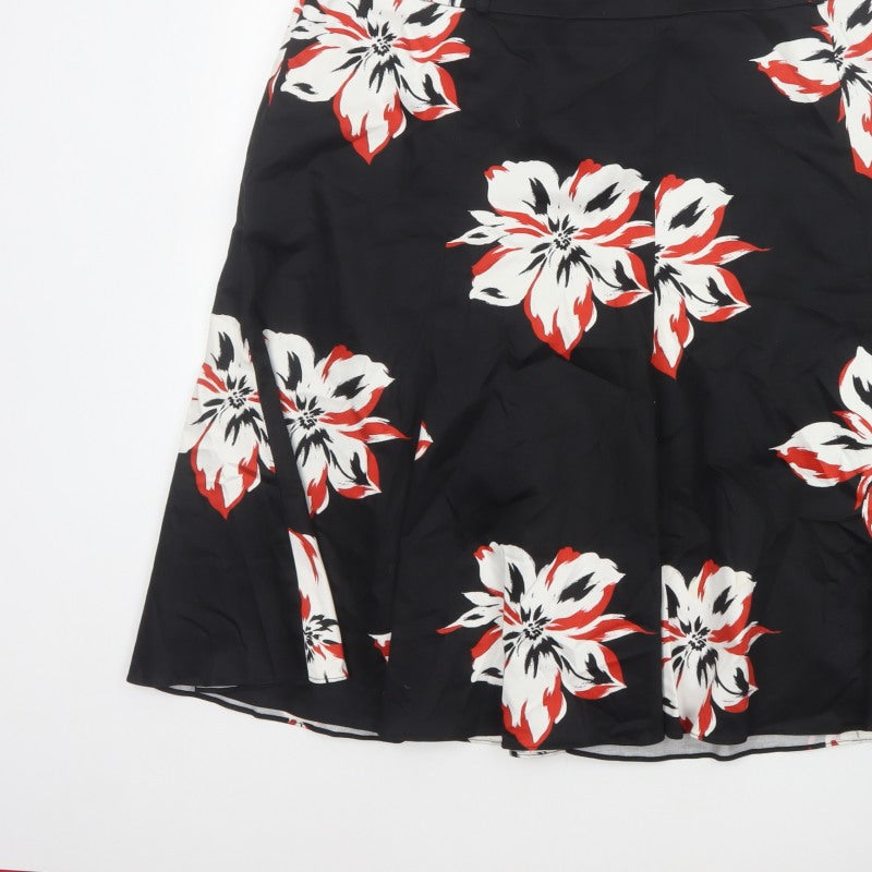 Collection Debenhams Women Black Floral A-Line Short Skirt Size 18