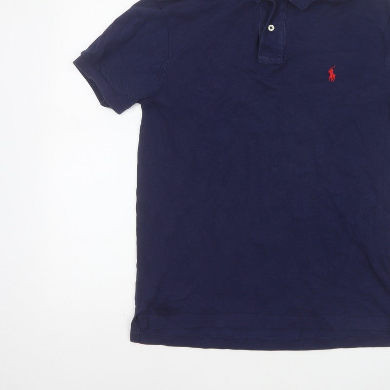 Polo Ralph Lauren Men’s Blue M Slim Fit Embroidered Logo Cotton Polo
