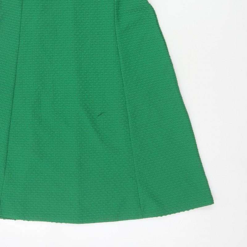 Dorothy Perkins Women Green UK 8 A-Line Knee Length Textured Dress