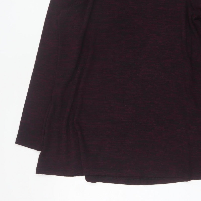 M&S Women Burgundy Mix UK 14 Roll Neck Long Sleeve Tunic Top