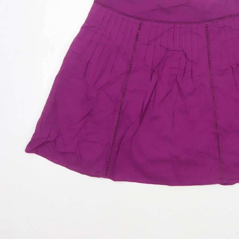 Marks & Spencer Women Purple UK 12 A-Line Knee Length Lined Skirt