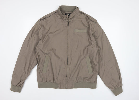 Back view of Drone Star Men’s Brown XL Military Bomber Jacket Full Zip