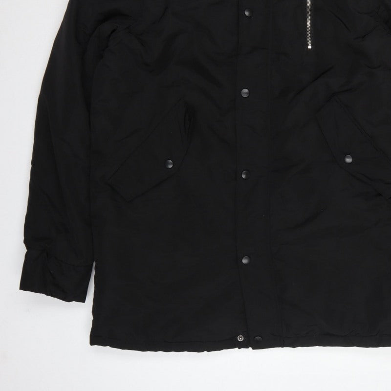 Additional view of boohooMAN Men's Black M Hooded Padded Parka Coat Faux Fur Lined