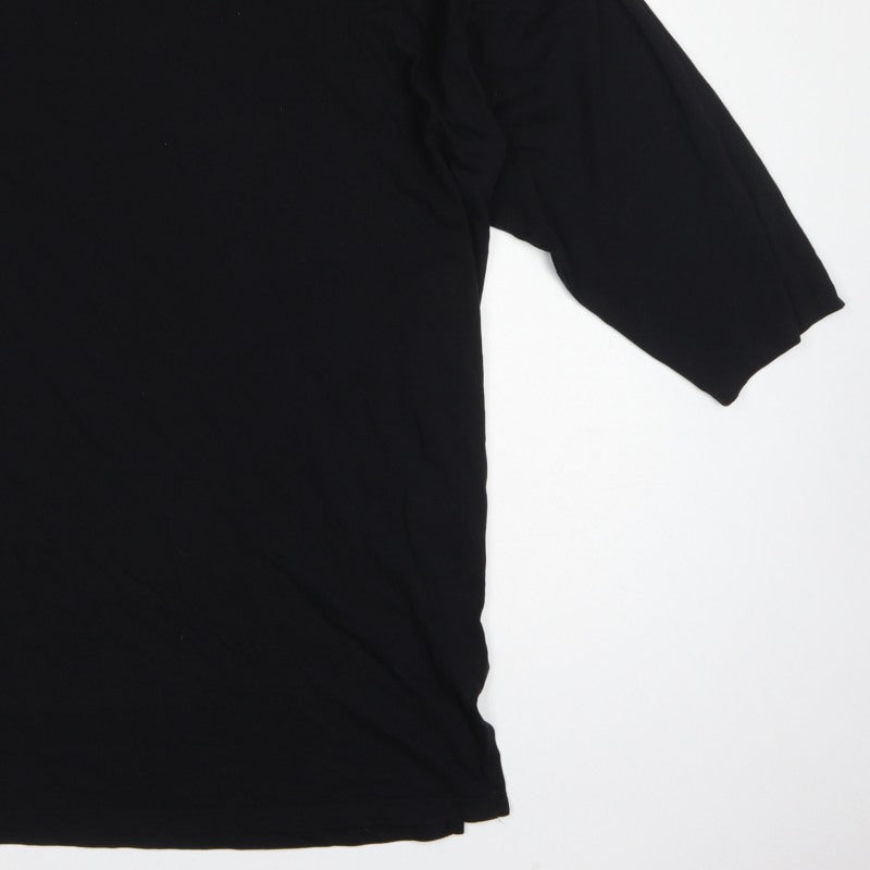 ASOS Women Black L Oversized High Neck Cotton Basic T-Shirt