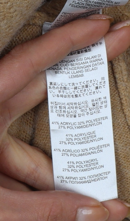 Love & Roses Women Beige UK 16 Open Herringbone Knit Cardigan