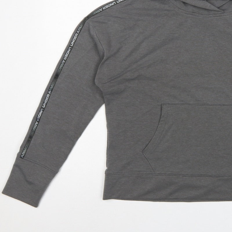 Under Armour Women's Grey M Loose Fit Logo Hoodie Taped Sleeves