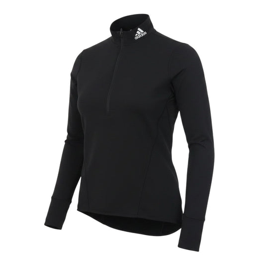 Additional view of Adidas women’s black cycling 1/4 zip long sleeve top, size M