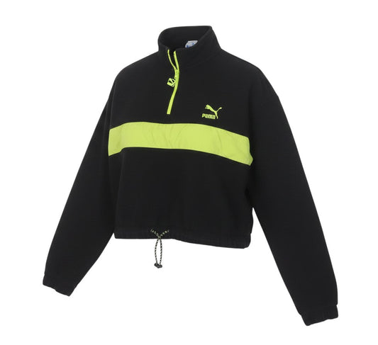 Additional view of Puma women’s black & neon green 1/4 zip pullover sweatshirt, size M