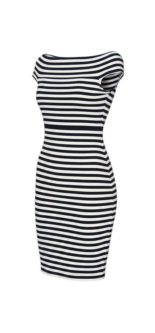 Additional view of French Connection Women Blue White Striped Bodycon Dress, size 8