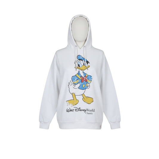Disney Mens Mickey And Friends White Donald Duck Hoodie Small