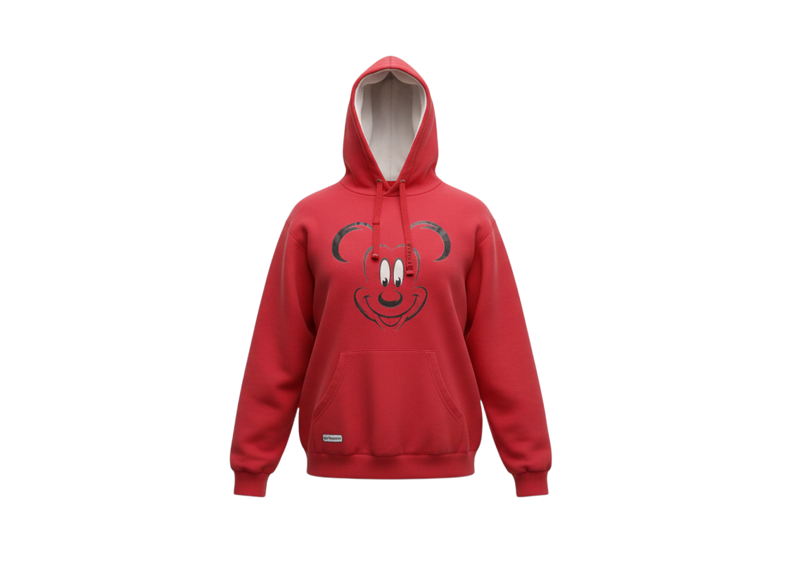 Walt Disney World Red Mickey Mouse Hoodie Women XL Pullover Fleece Sweatshirt