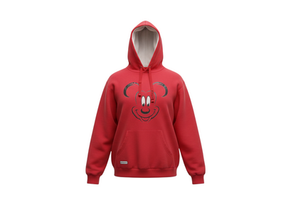 Walt Disney World Red Mickey Mouse Hoodie Women XL Pullover Fleece Sweatshirt