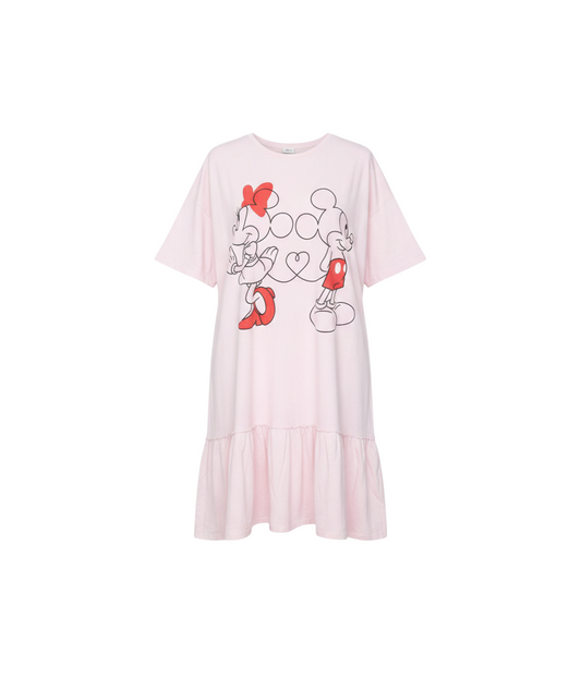 Disney at George Women’s Pink Ruffle Tunic T-Shirt L Mickey & Minnie Cotton