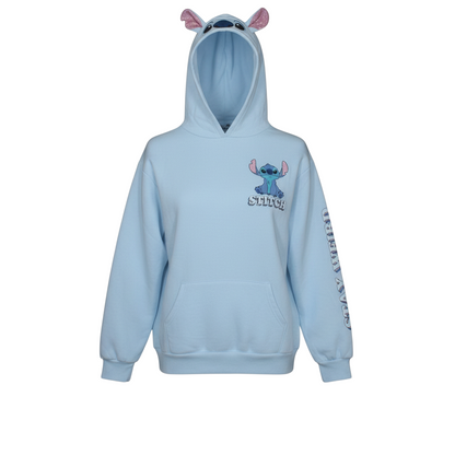Disney Girls Blue Stitch Hoodie 12-13 Years Pullover Hoodie with Glitter Ears