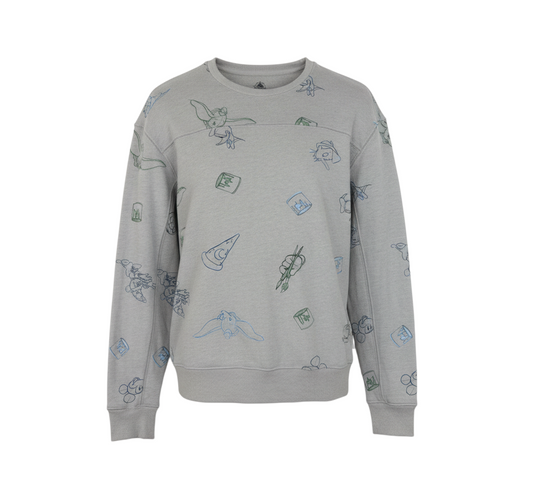 Disney Women Grey Sweatshirt Small Pullover Crew Neck Mickey Print