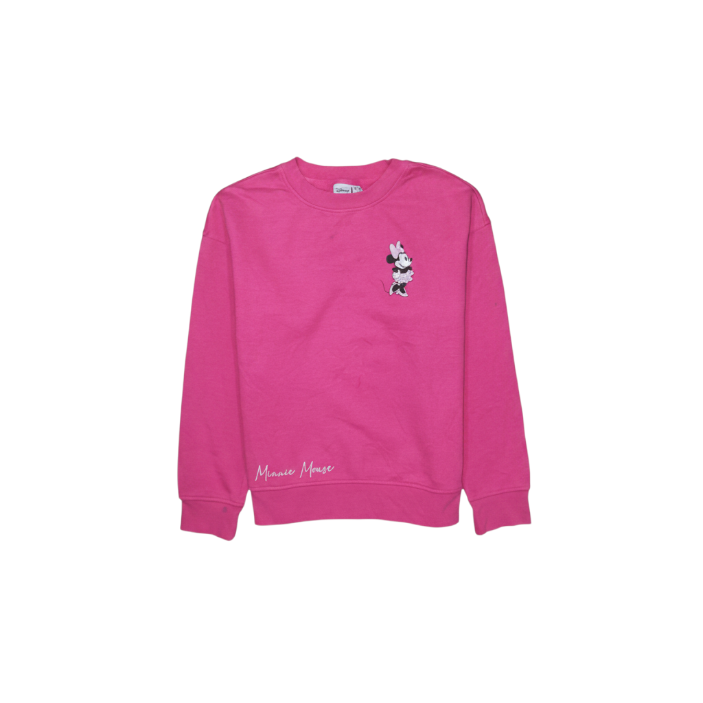 Disney Minnie Mouse Pink Crew Neck Sweatshirt Women 2XS Cotton Blend