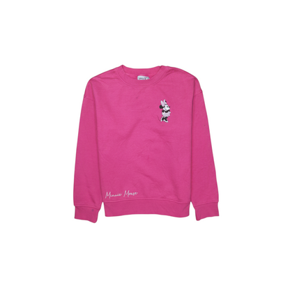 Disney Minnie Mouse Pink Crew Neck Sweatshirt Women 2XS Cotton Blend