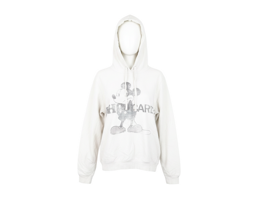 Disney Women White Mickey Mouse Pullover Hoodie XL Graphic Print