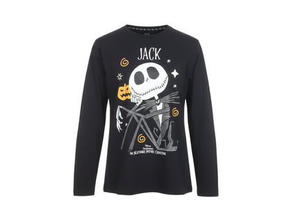Disney Men's Black Jack Skellington Long Sleeve Halloween Top Size L
