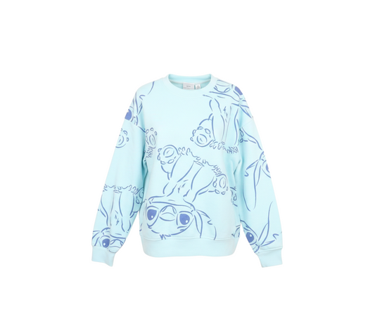 Disney Womens Blue Stitch Pullover Sweatshirt XS