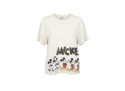 George Women’s Beige Mickey Mouse T-Shirt Size 12 Short Sleeve Cotton