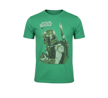 Star Mens Wars Green M Boba Fett Graphic Print Crew Neck T-Shirt