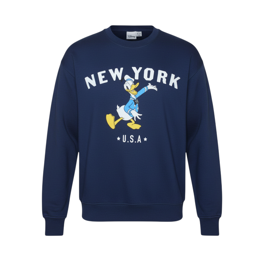 Disney Womens Navy Blue Donald Duck New York Sweatshirt UK 12/14 M