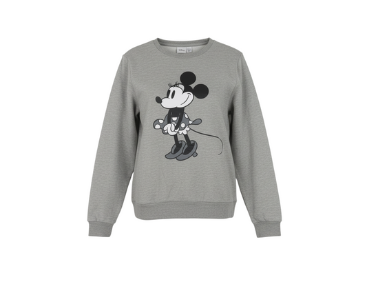 Disney Women Grey Minnie Mouse Sweatshirt Size L 14/16 Crew Neck